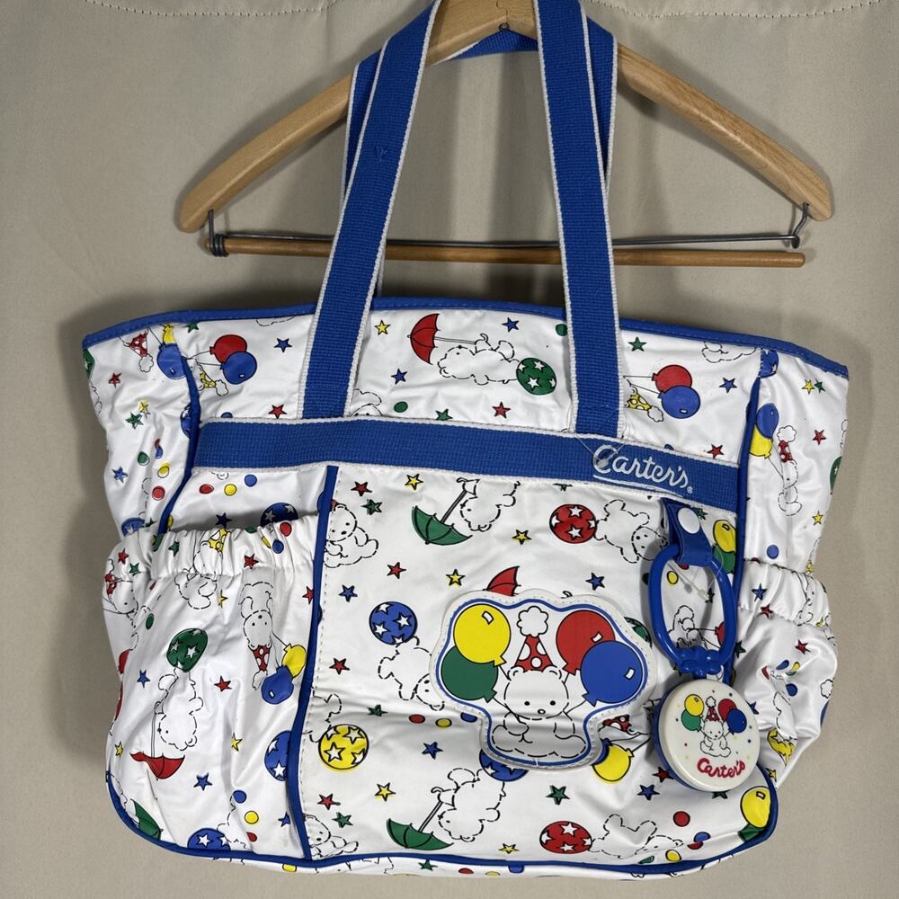 Vintage Carter’s Diaper Bag Baby Tote Bear Balloons Changing Pad Y2K 90s 80s